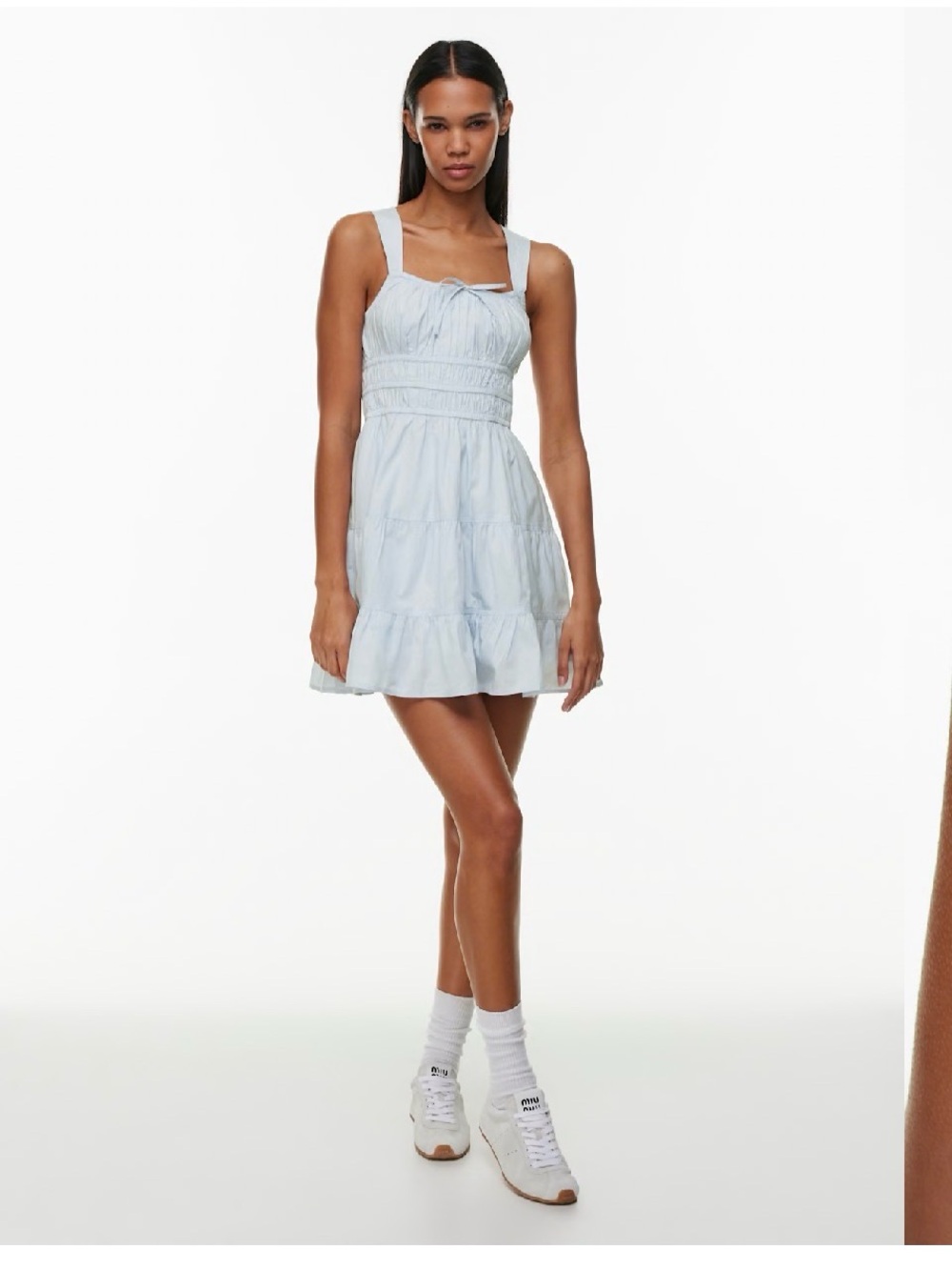 Aritzia Sunday Best Martine Poplin Blue Stripe Mini Dress Small Cotton